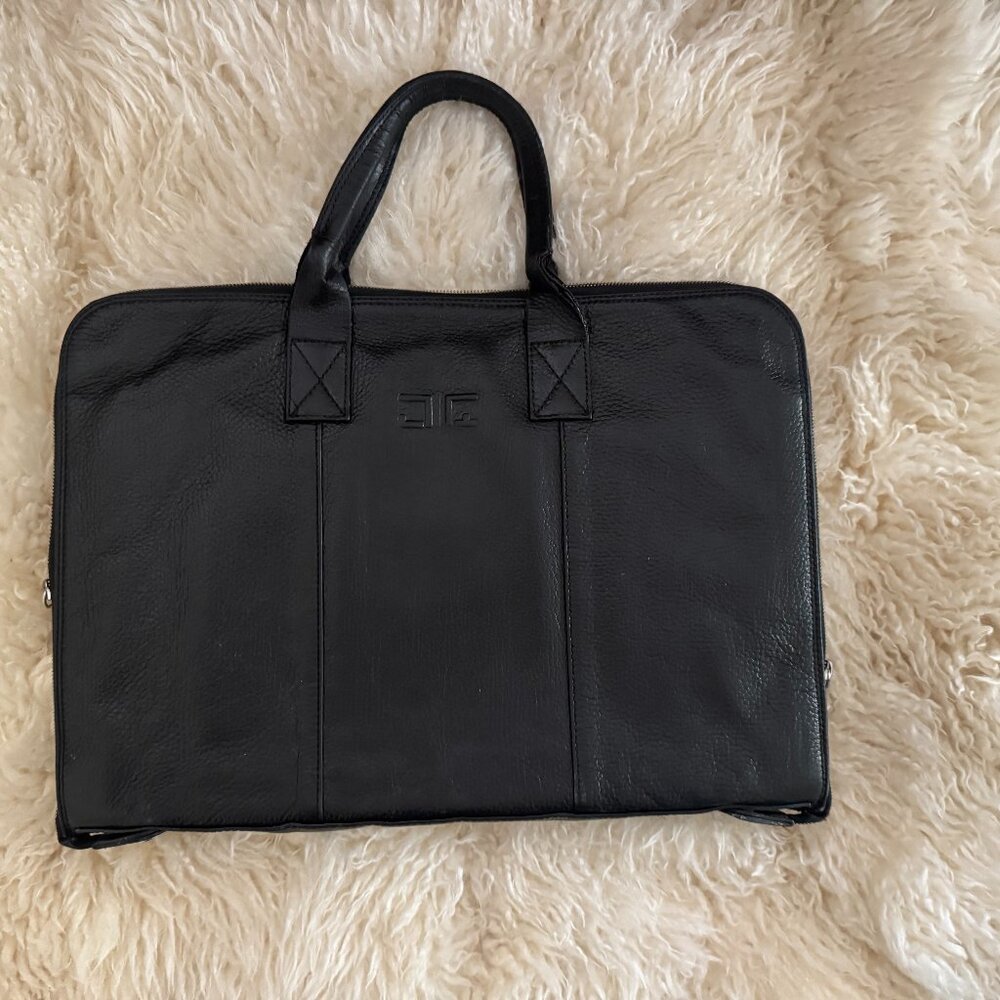 GIANNI ALTIERI FULL GRAIN ITALIAN LEATHER FERRARI BRIEFCASE, BLACK, 17"X12"X1"